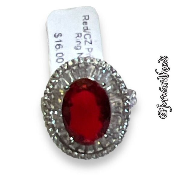 Bundle Sale 3 for $15 | Red Cubic Zirconia | Princess Ring | Size 5.5 NWT - Picture 1 of 7